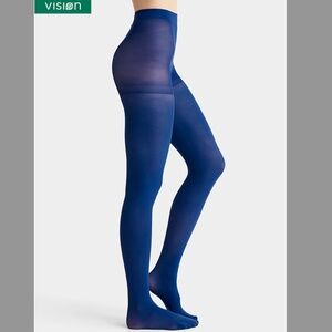 Cobalt blue semi-opaque 50 denier built-in support tights NWT